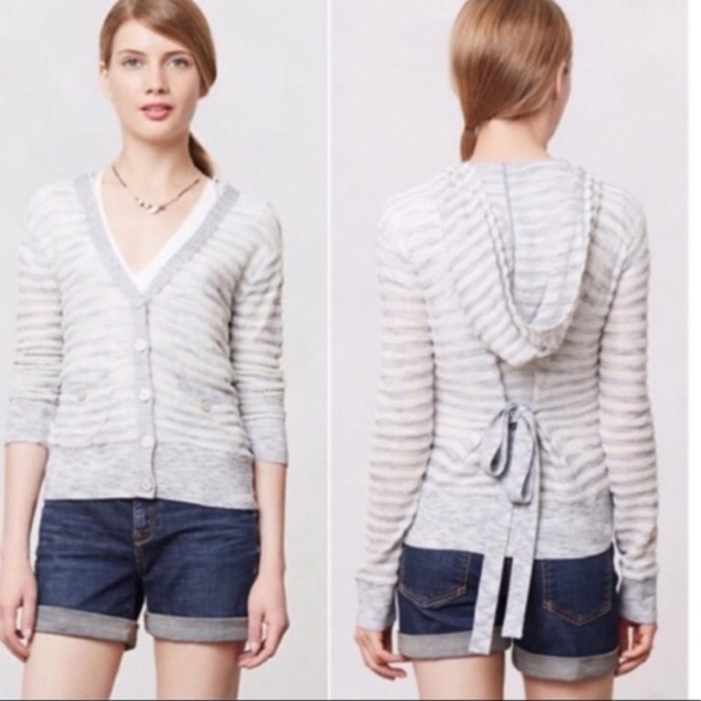 Moth sheer button down cardigan tie front sweater